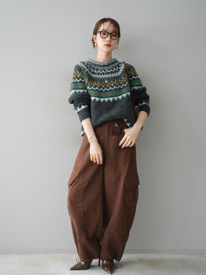 [予約]ベルト付コーデュロイカーゴパンツ/brown