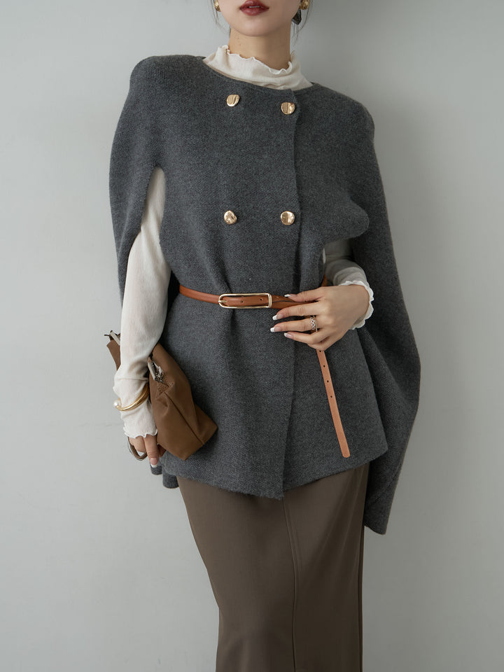 [SET]ゴールドボタンニットケープコート+ゴールドボタンニットケープコート(2set)
