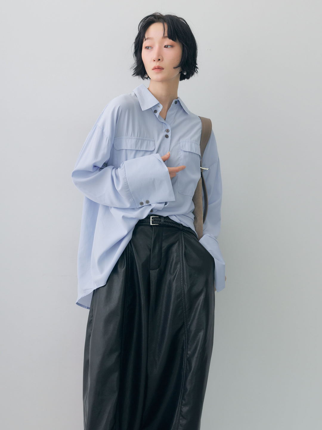 【套裝】垂褶雙口袋襯衫外套 + 可選配件套裝（2 套）