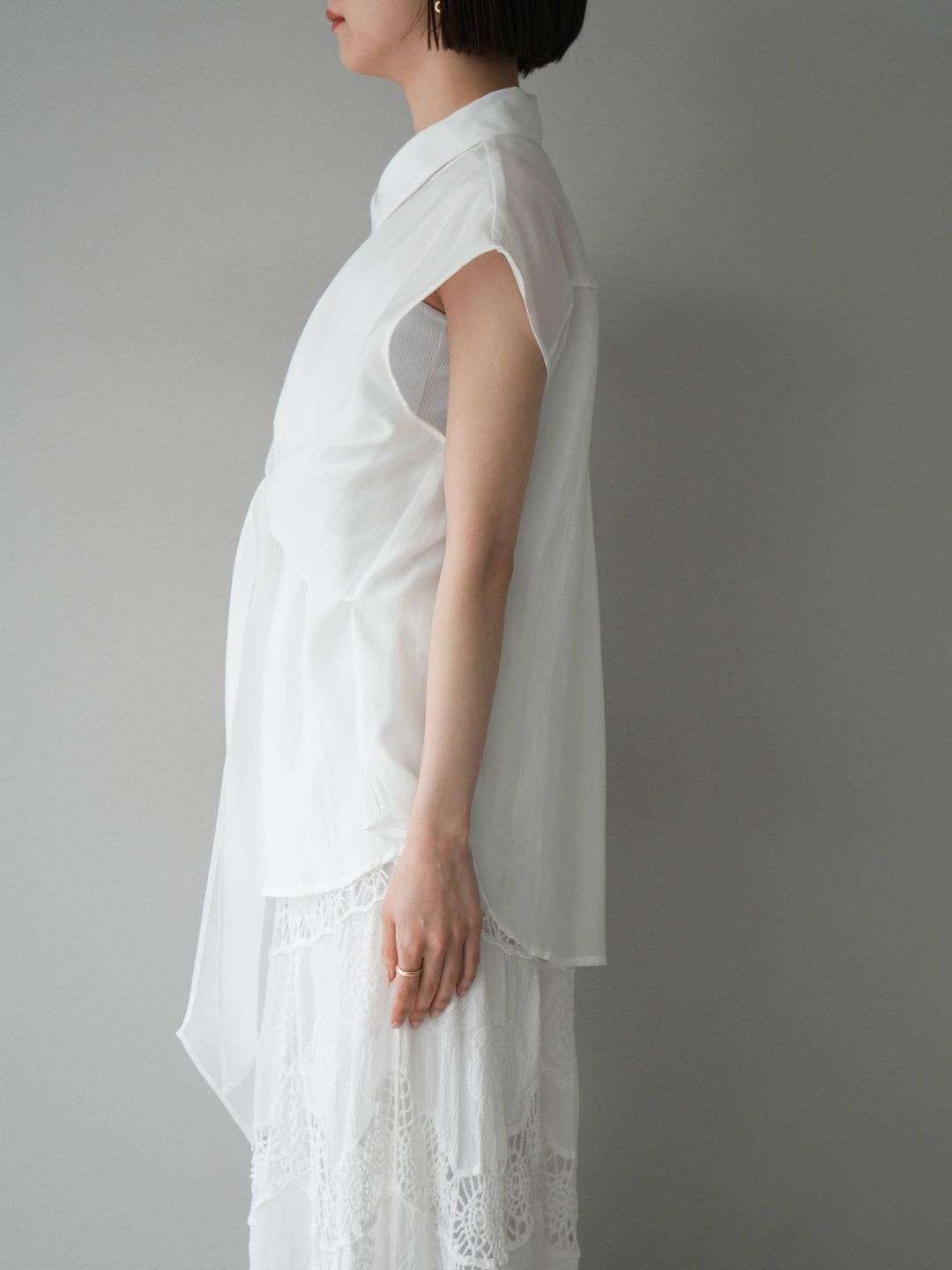 [予約]フロントタイシアーブラウス/アイボリー