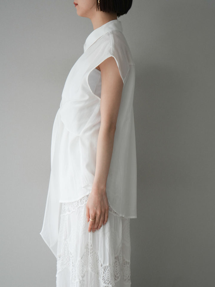[予約]フロントタイシアーブラウス/アイボリー