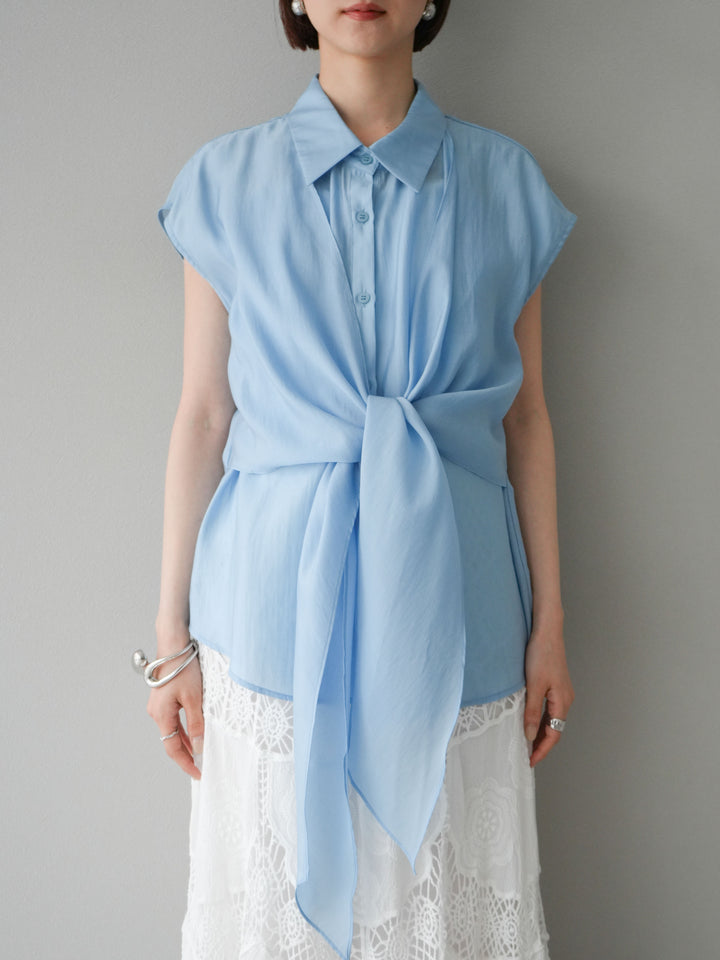 [予約]フロントタイシアーブラウス/ブルー