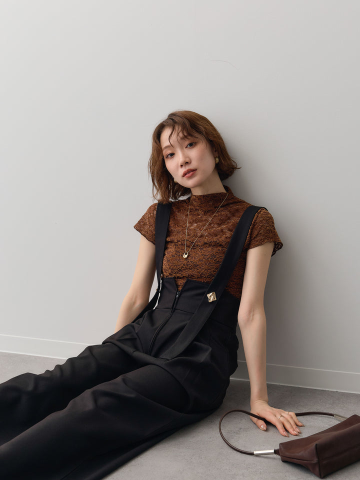 [予約]ベルベットレースフレンチトップス/brown