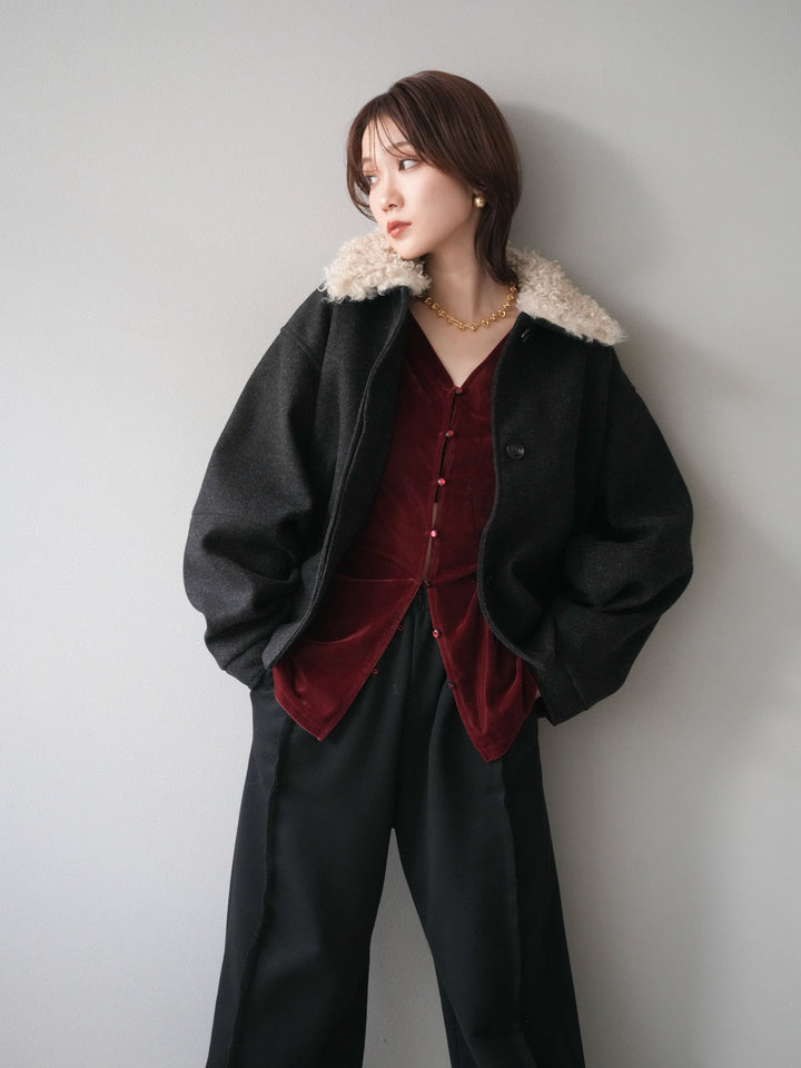 [予約]ロービングボアえりブルゾン/black