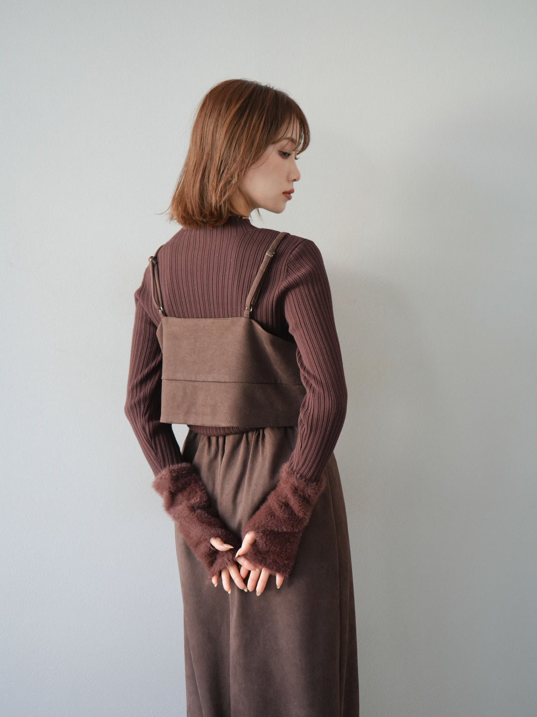 [SET]スウェードビスチェ+スウェードIラインスカート(2set)