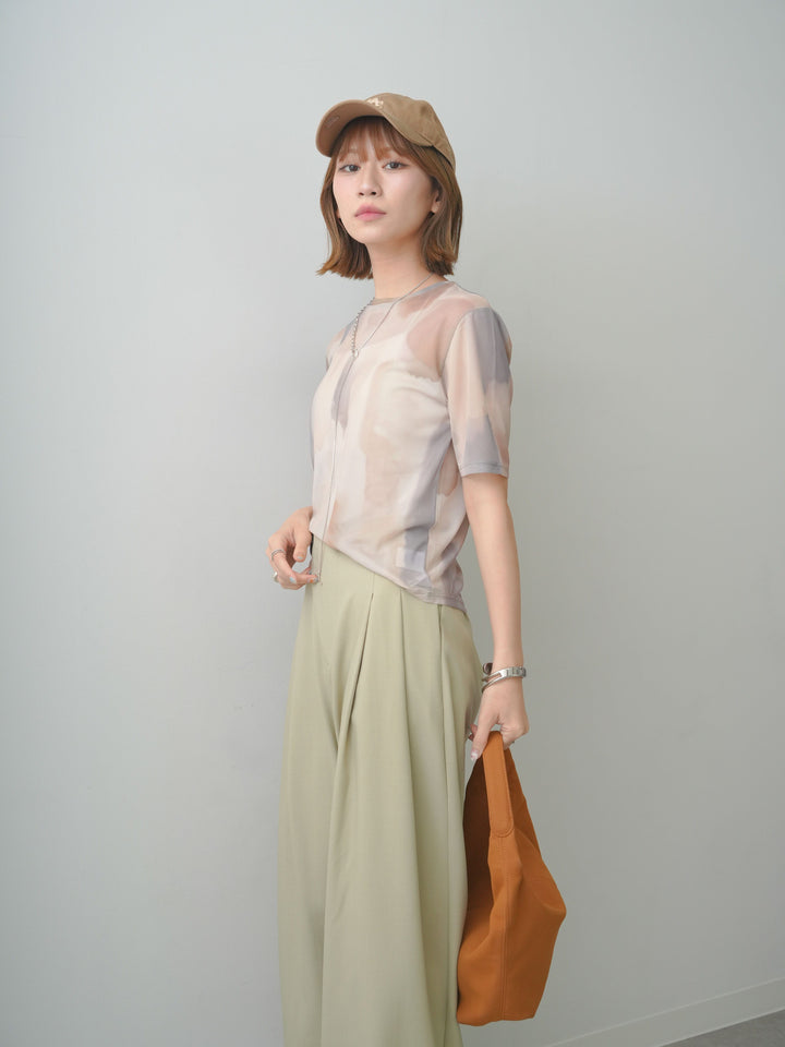 [SET]水彩アートシアーTシャツ+水彩アートシアーTシャツ(2set)