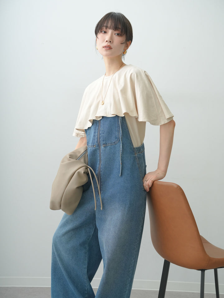 [SET]前後2wayケープTEE+選べるアクセセット(2set)
