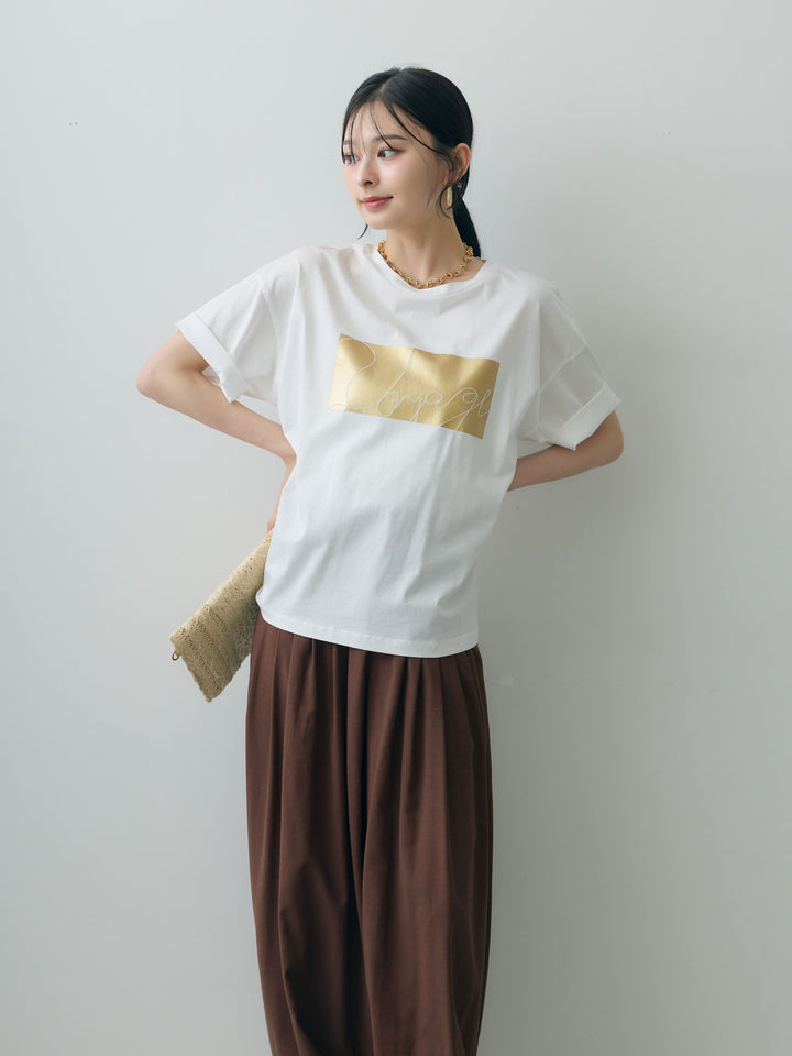 [SET]箔プリントボックスTEE+カフヘムタックコクーンパンツ(2set)