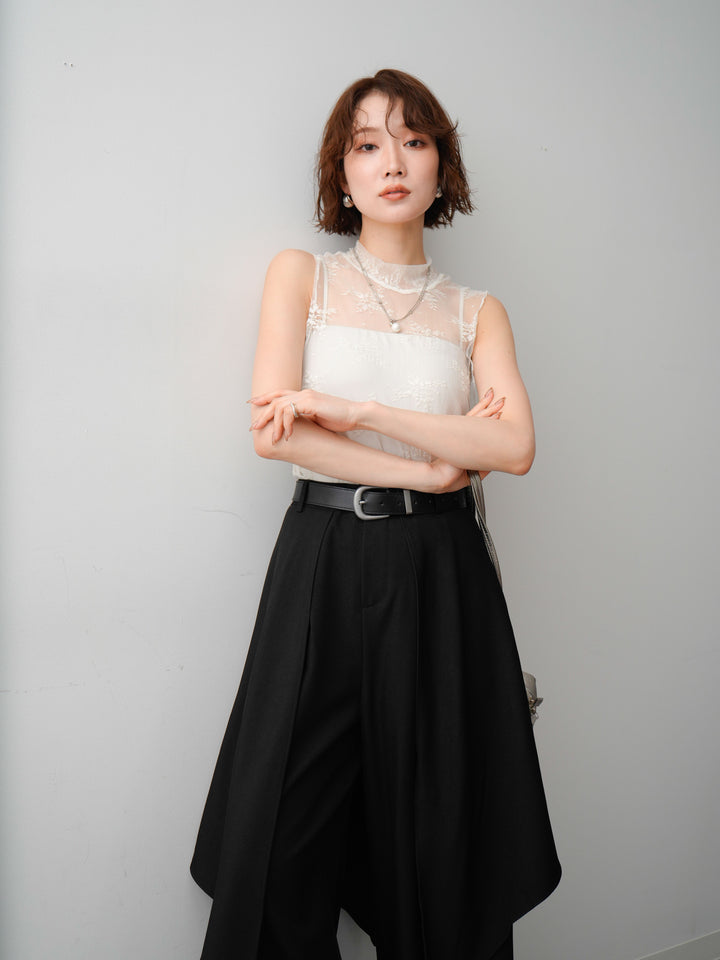 [SET]シースルーストレッチレースノースリトップス+選べるアクセセット(2set)