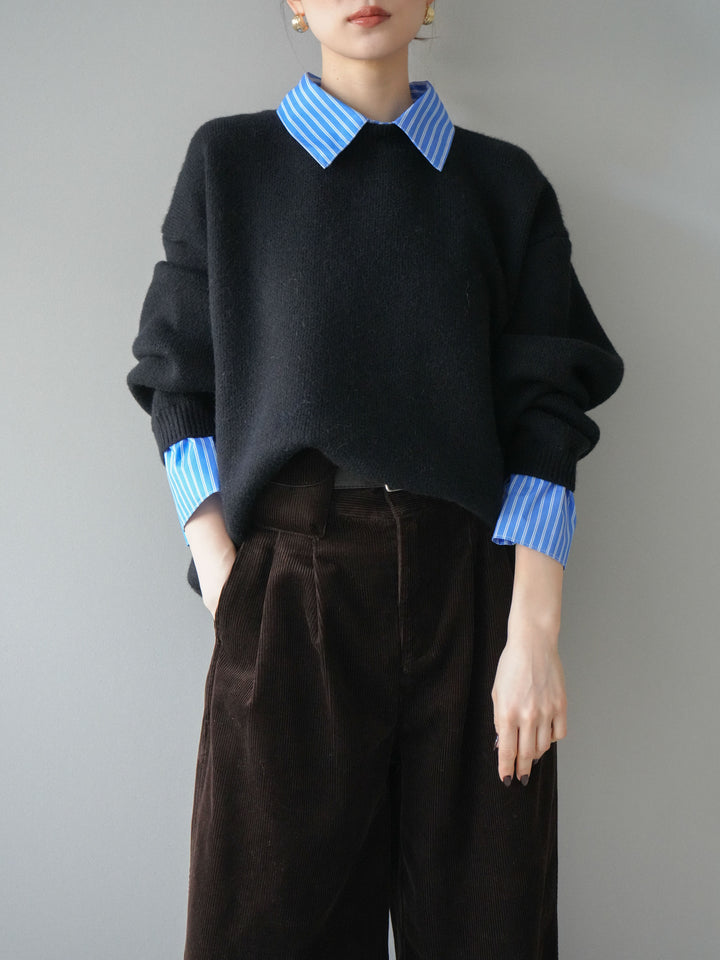 [予約]2WAY襟ニットプルオーバー/black