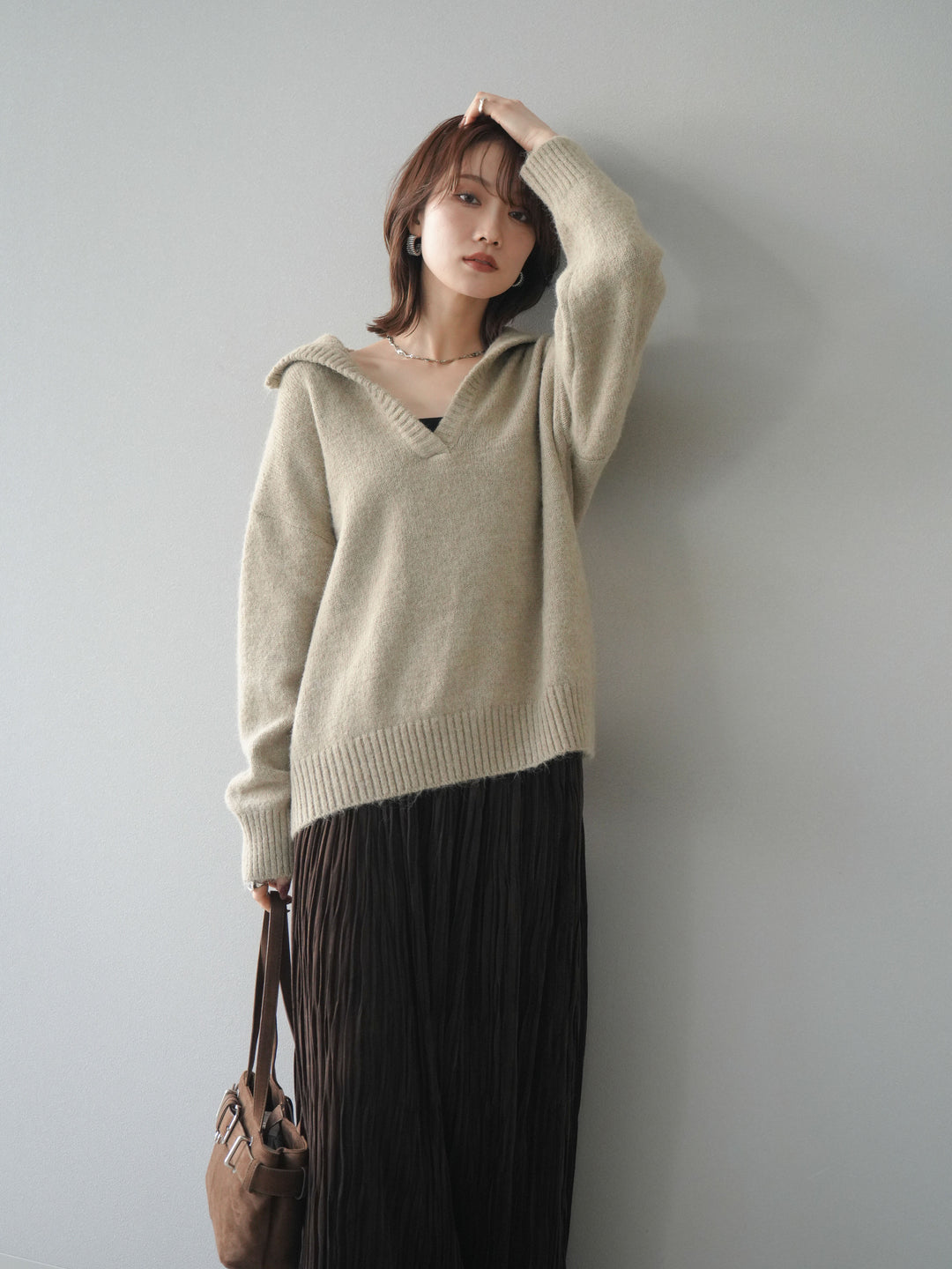 [SET]スキッパーニットプルオーバー+選べるアクセセット(2set)