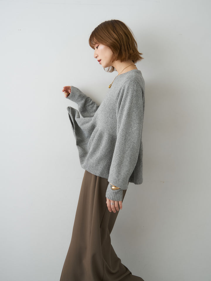 [SET]ペプラムニットプルオーバー+クレープデシンフラップ付きストレートスカート(2set)