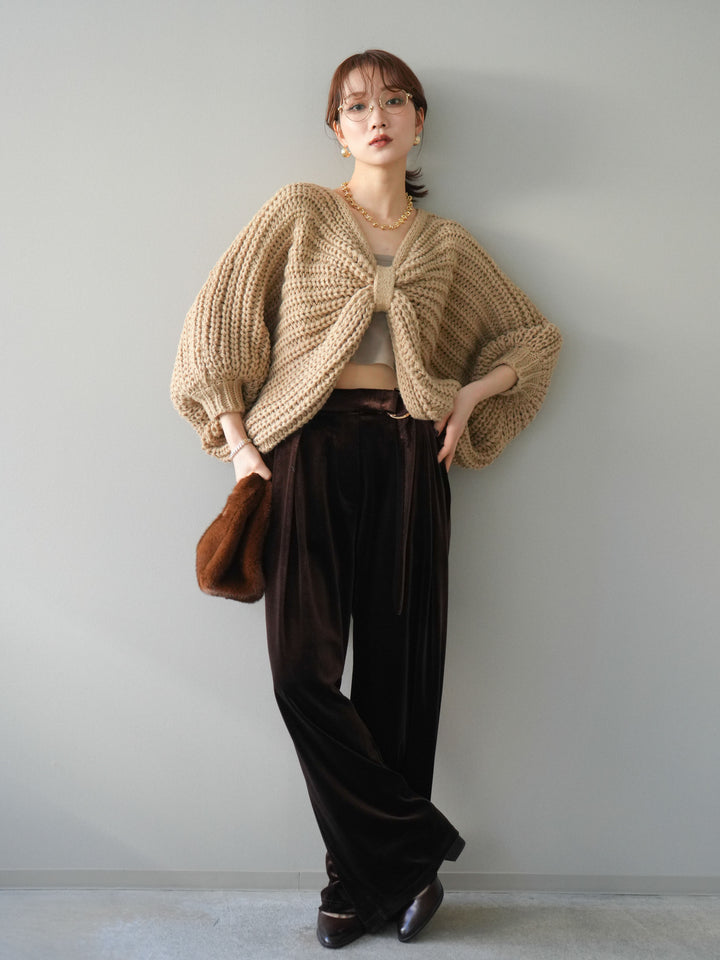 [予約]ベロアベルトスリムパンツ/brown