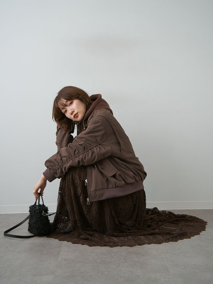 [予約]ナポレオンジップレイヤードブルゾン/brown