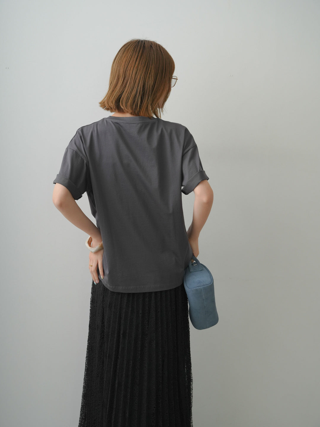 [SET]箔プリントボックスTEE+フローラルレースプリーツスカート(2set)