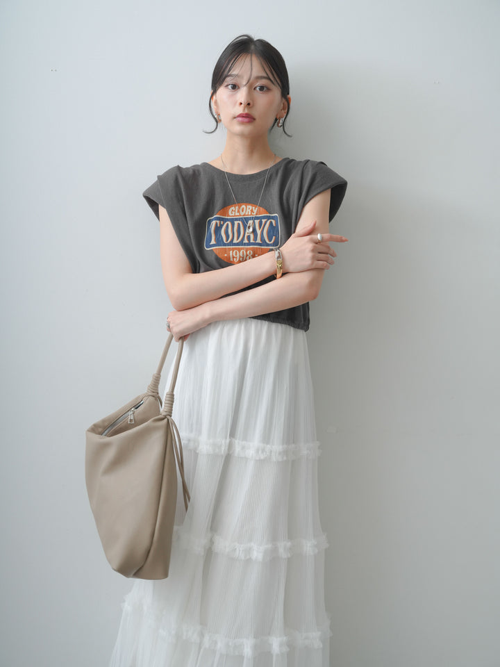 [SET]ヴィンテージロゴドロストTEE+ホイップチュールティアードフレアスカート(2set)
