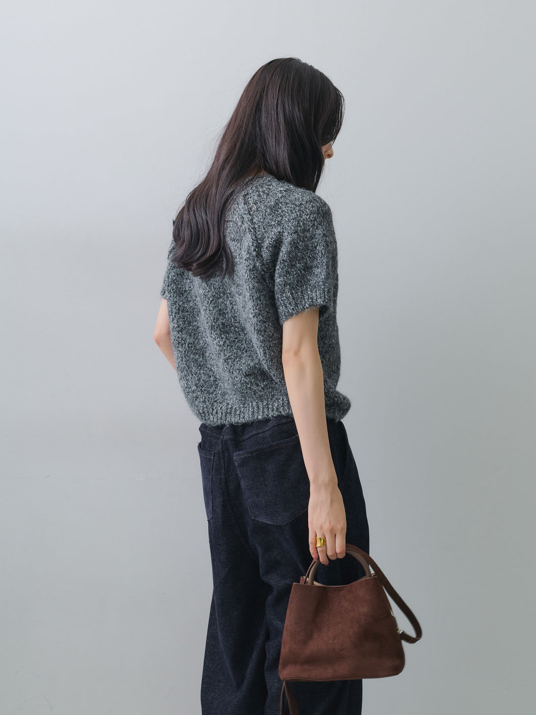 [SET]メランジショートニットトップス+選べるアクセセット(2set)