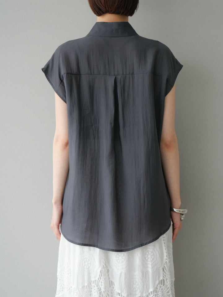[予約]フロントタイシアーブラウス/チャコール