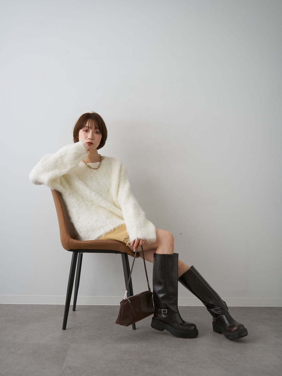[予約]フェザーシャギーボックスプルオーバー/white