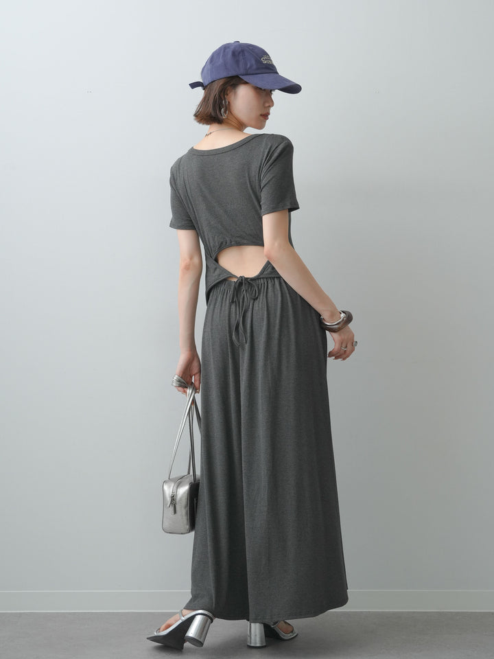 [予約]バックオープンフレアカットワンピース/gray