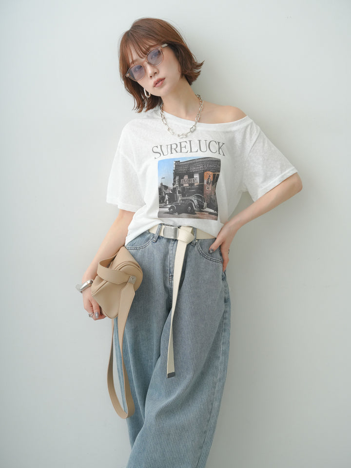 [SET]ワイドネックプリントTEE+選べるアクセセット(2set)