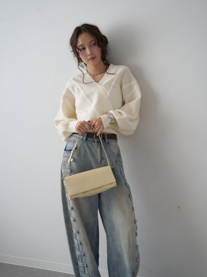 [SET]カシュクールミックスケーブルニットトップス+カシュクールミックスケーブルニットトップス(2set)