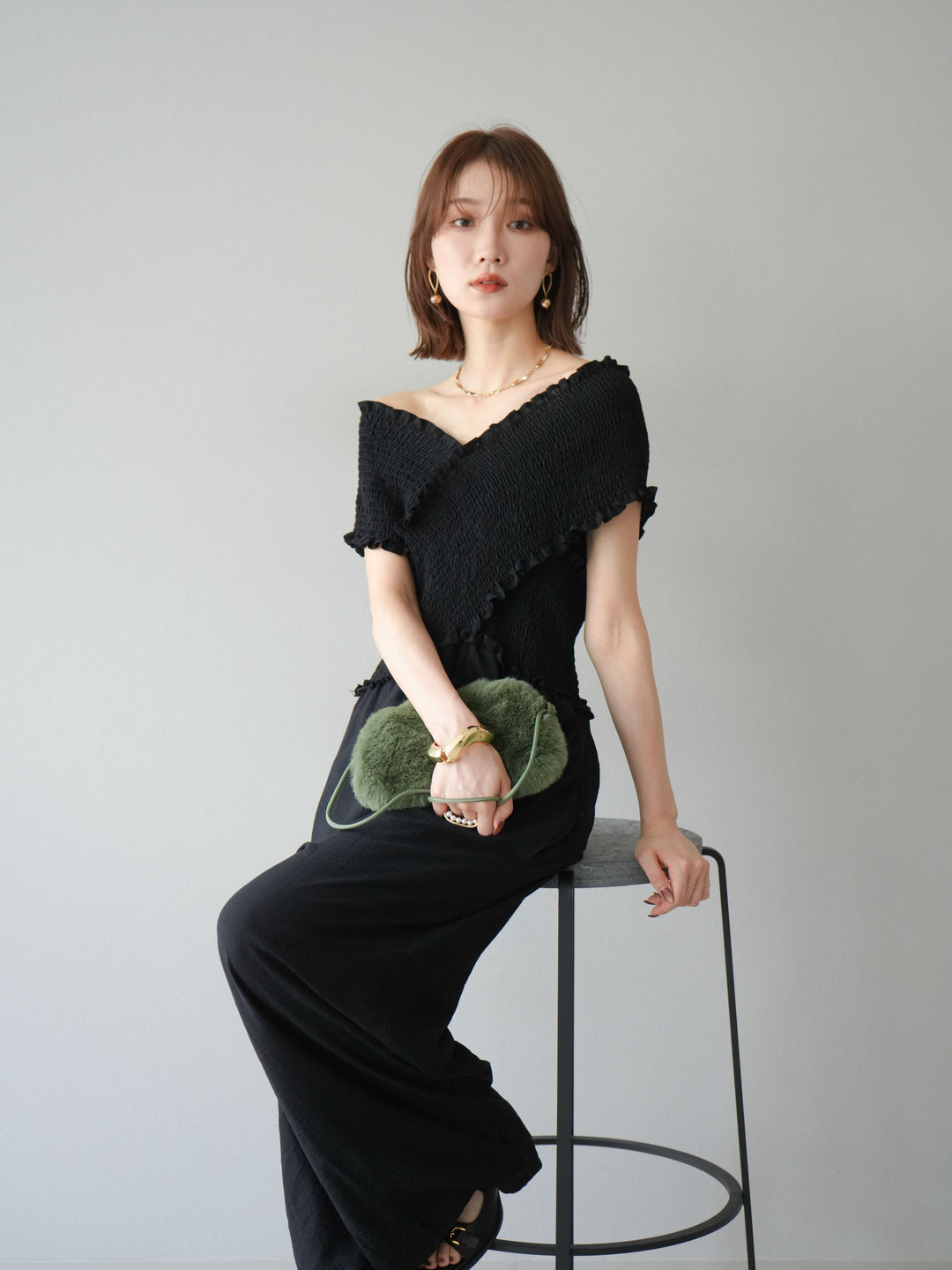 [SET]シャーリングクロスサロペット+シャーリングクロスサロペット(2set)