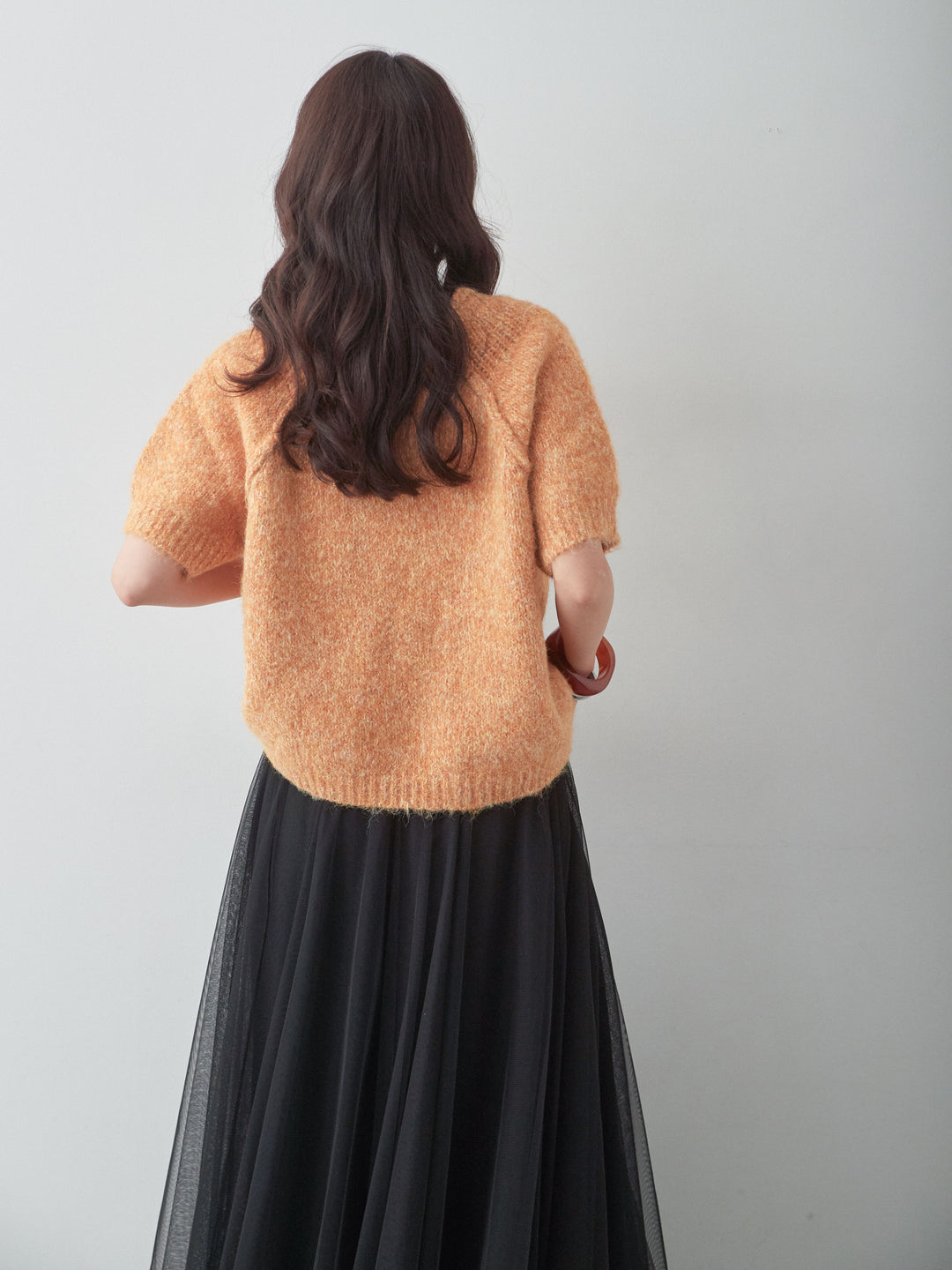 [予約]メランジショートニットトップス/orange