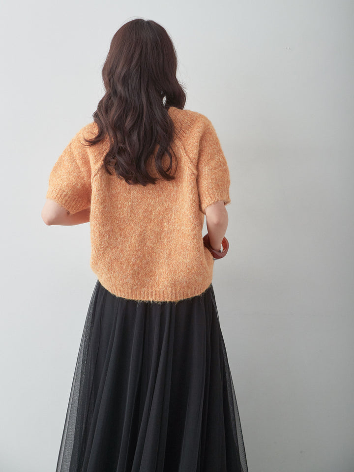 [予約]メランジショートニットトップス/orange