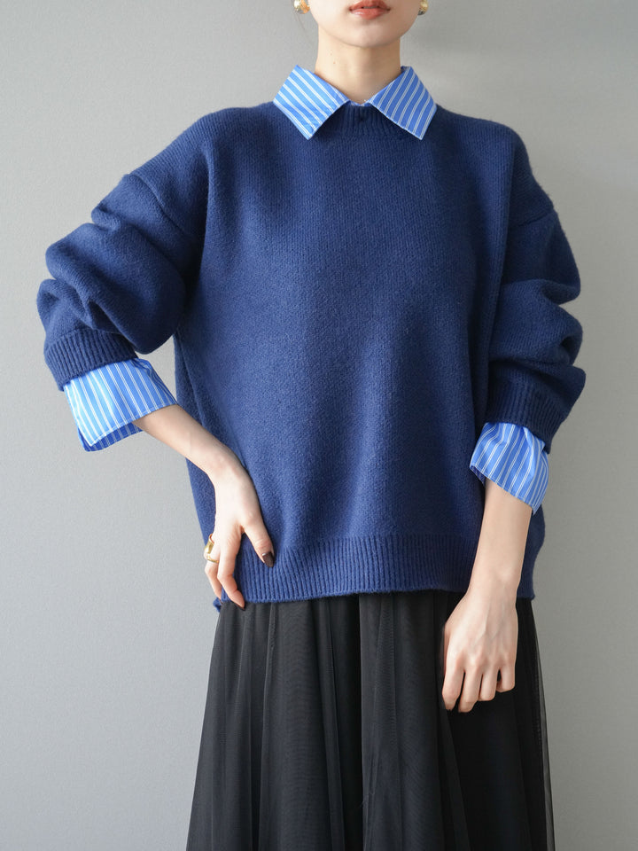 [予約]2WAY襟ニットプルオーバー/navy