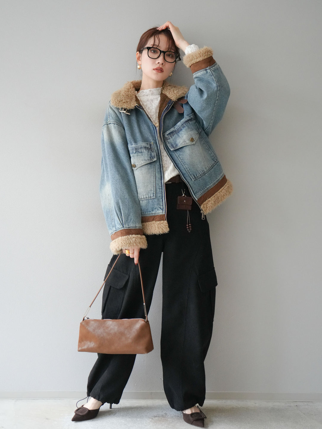 [予約]ベルト付コーデュロイカーゴパンツ/black