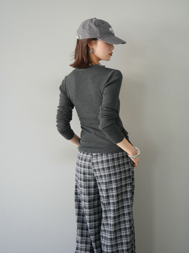 [予約]レイヤードデザインニットカーディガン/チャコール