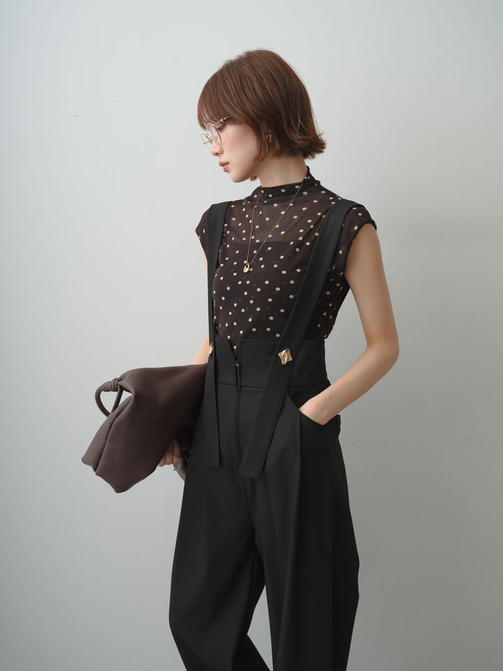 [予約]プチネックドットシアートップス/brown