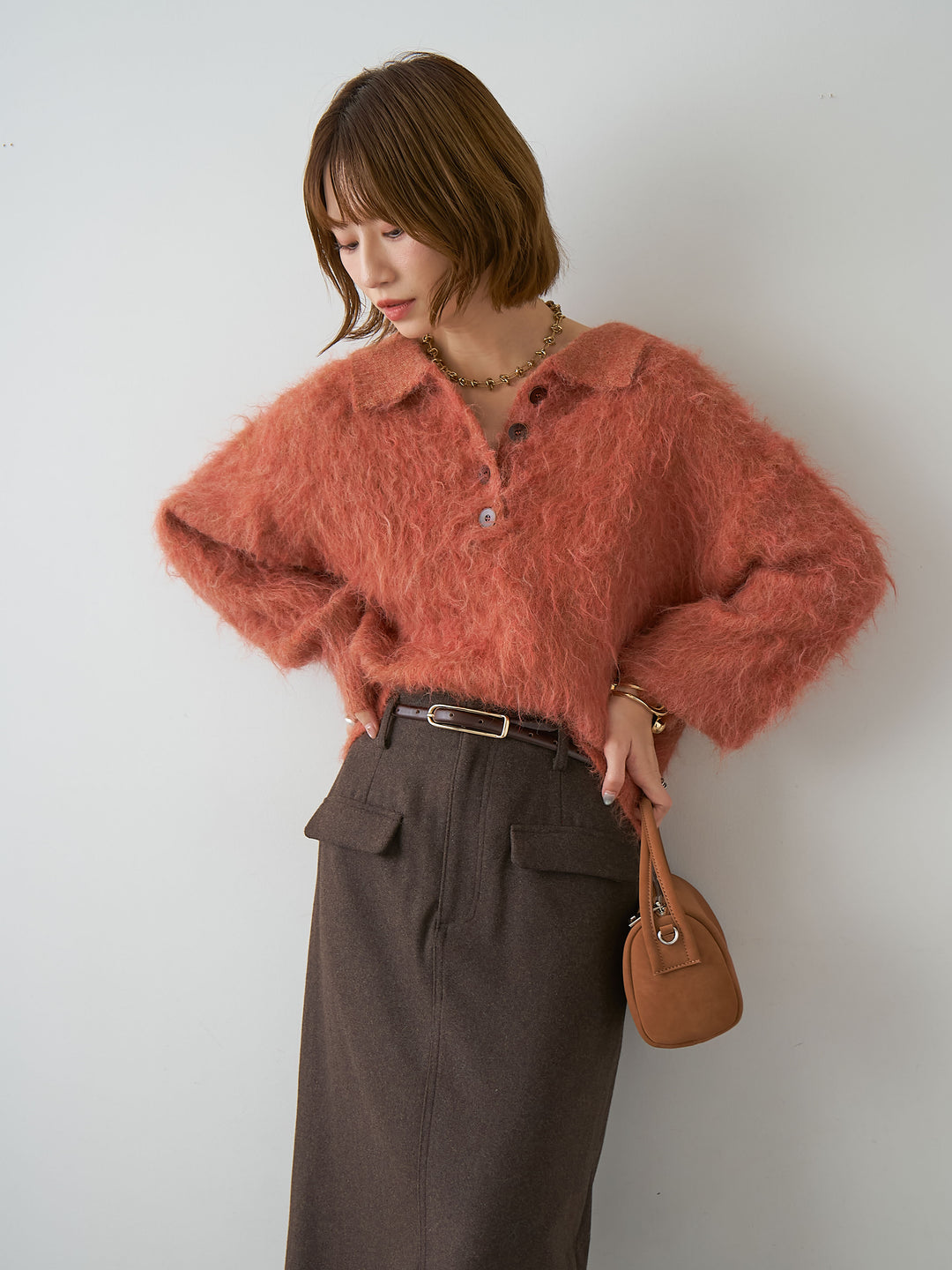 [SET]ヘンリーシャギーニットトップス+ヘンリーシャギーニットトップス(2set)