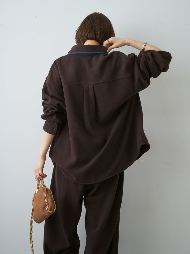 [予約]フリースパイピングシャツ/brown