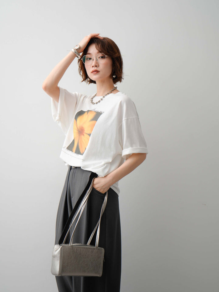[SET]フラワーフォトTEE+ベルトループデザインワイドパンツ(2set)