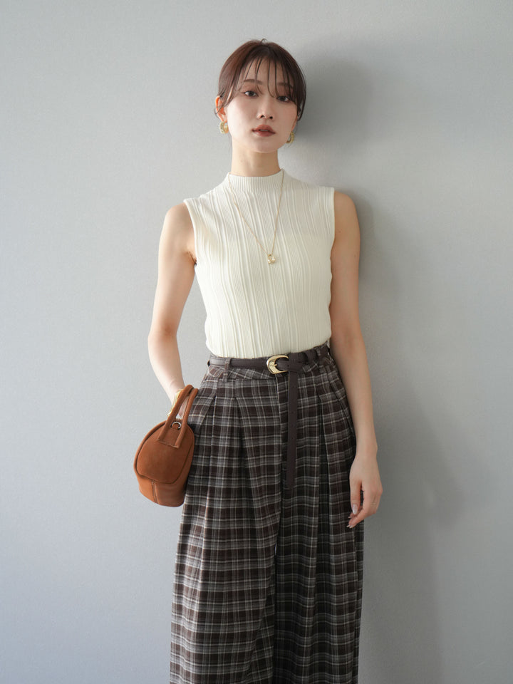 [予約]スリーブレスランダムリブニットトップス/アイボリー