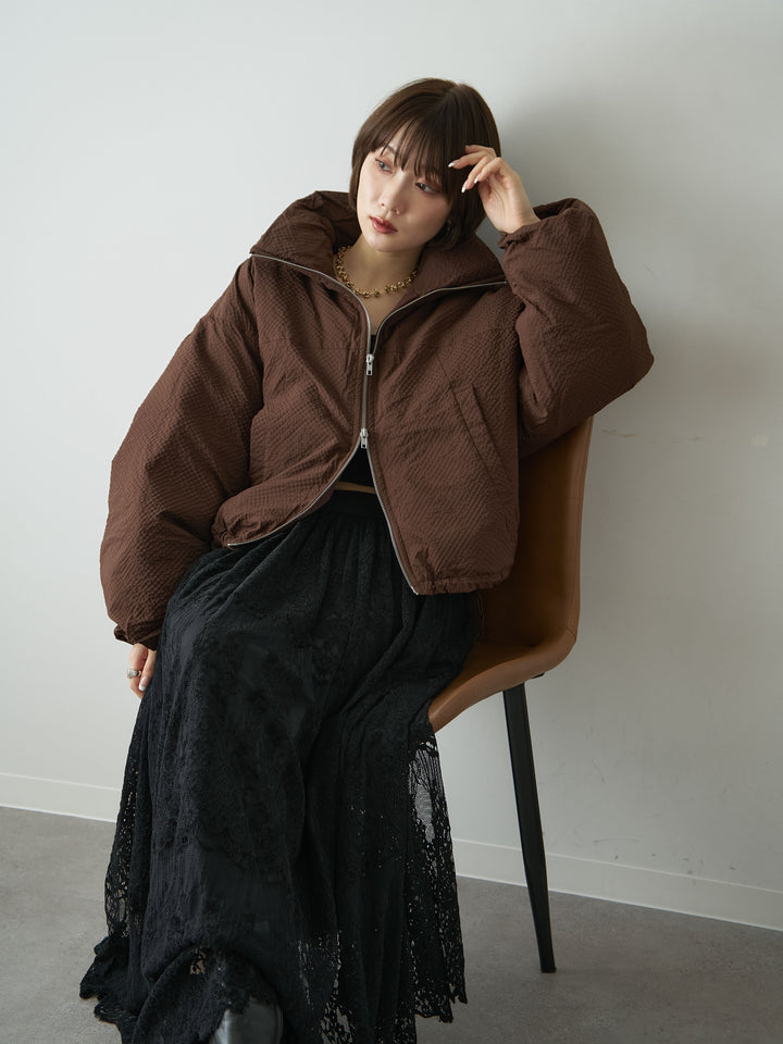 [SET]スタンドカラーショートパフジャケット+選べるアクセセット(2set)