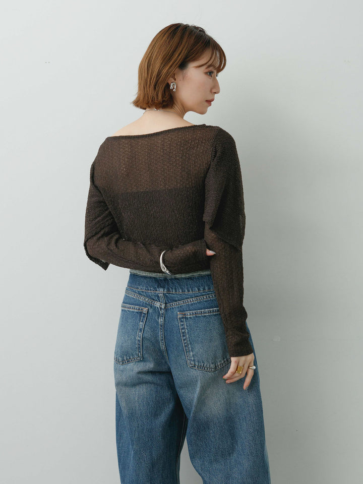 [予約]レースケープデザイントップス/brown