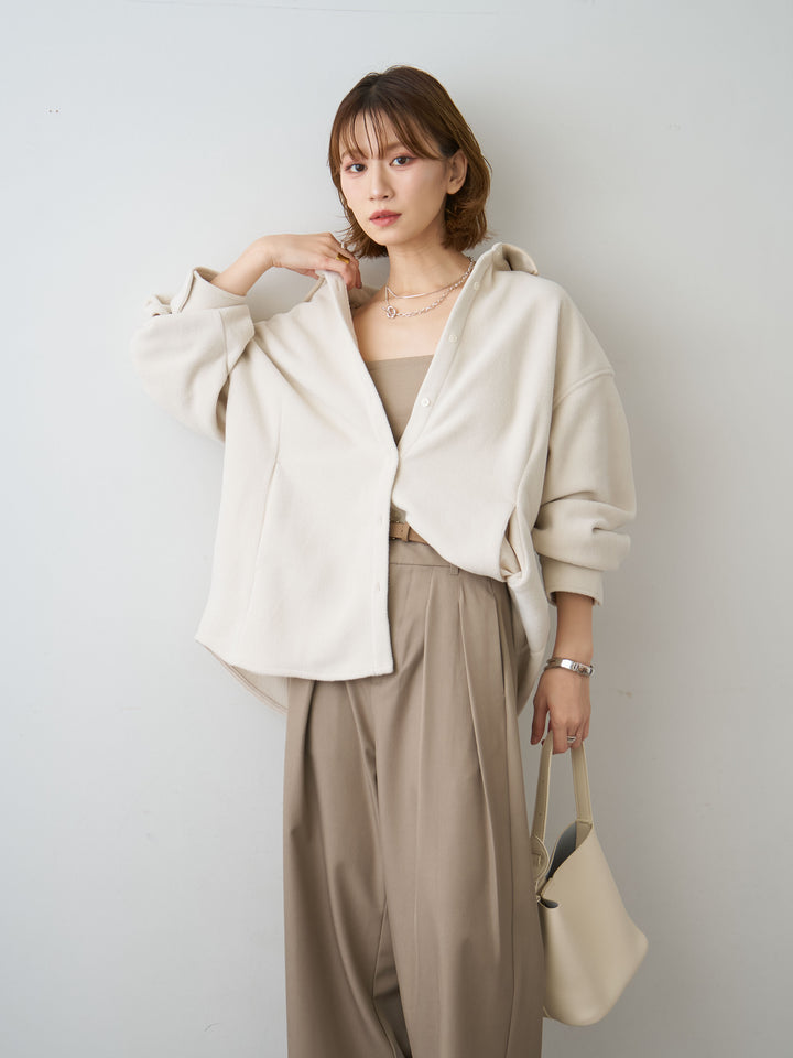[SET]フリースパイピングシャツ+ツイルタックワイドパンツ(2set)
