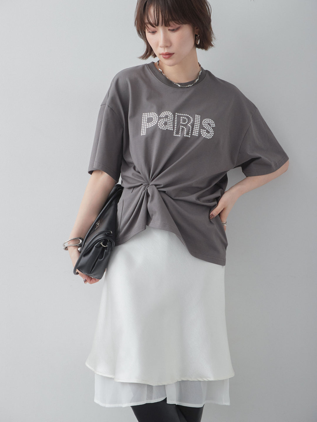 [予約]スタッズロゴTEE/gray