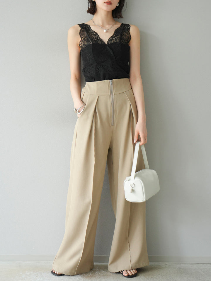 [予約]カップ付レースタンクトップ/ ブラック