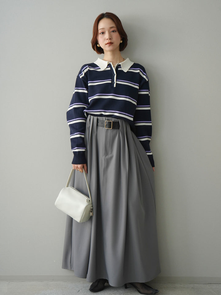 [予約]ベルトループフレアスカート/gray