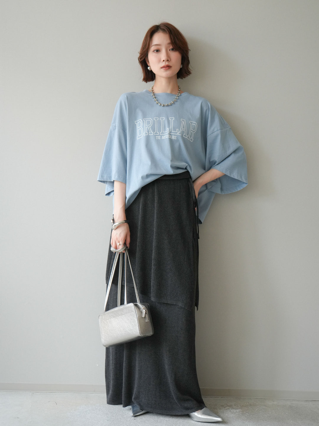 [予約]ボックスシルエットロゴTEE/blue