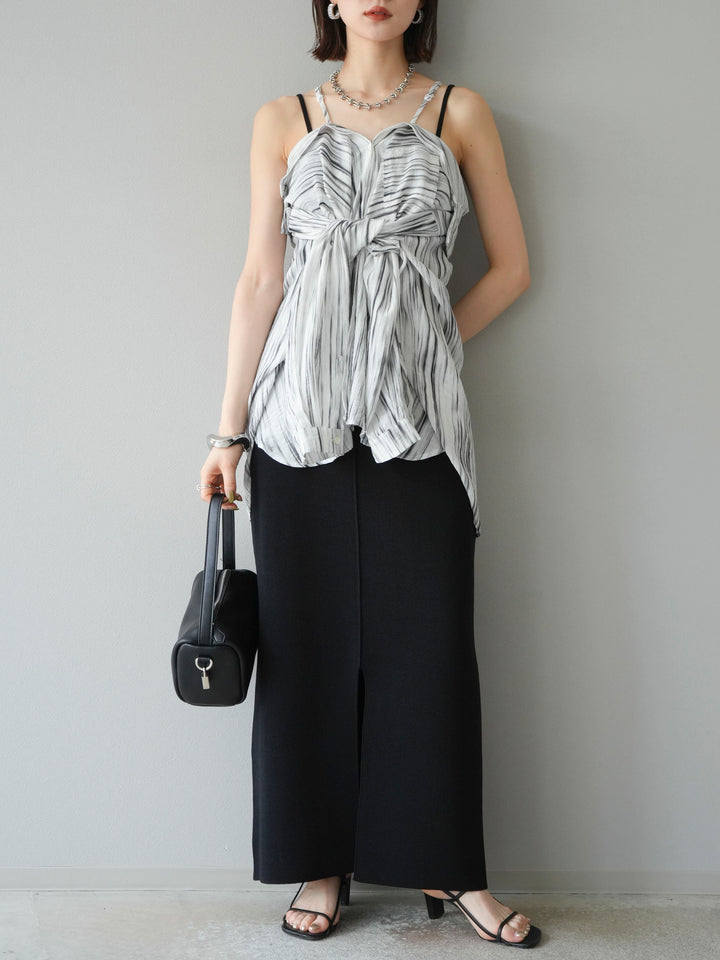 [予約]レーヨンポリIラインニットスカート/ブラック