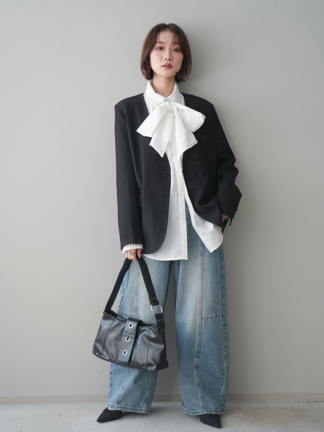 [予約]ノーカラージャケット/charcoal