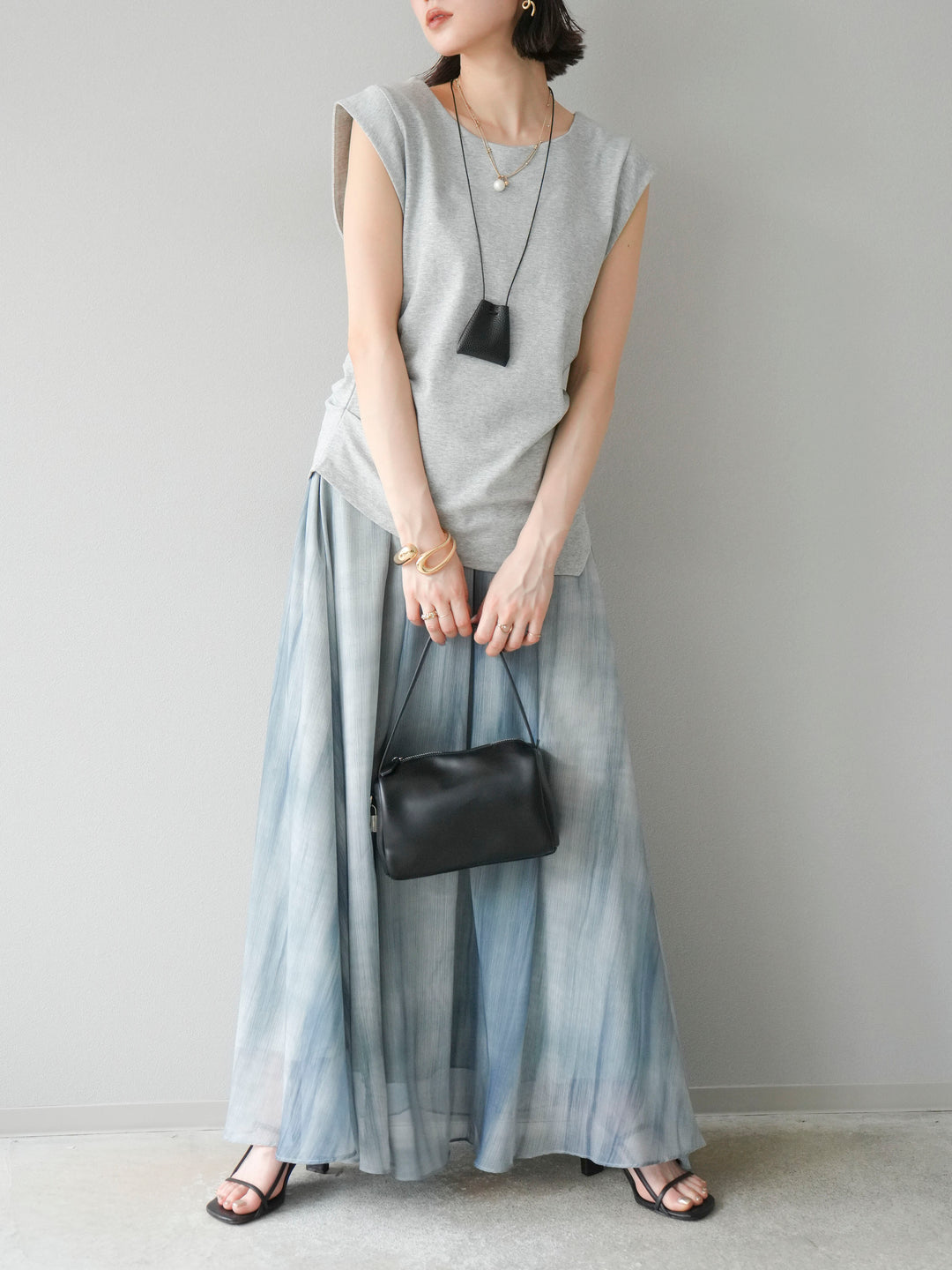 【預購】Nuance 透視喇叭裙/綠色