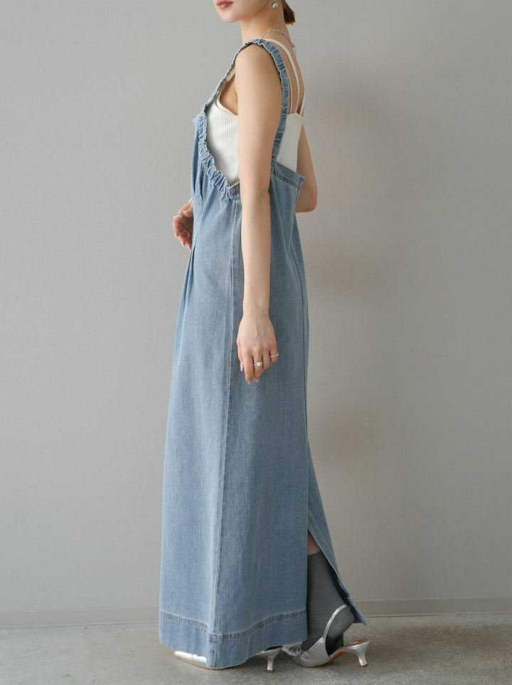 [預購] 牛仔拉鍊衛衣裙/淺藍