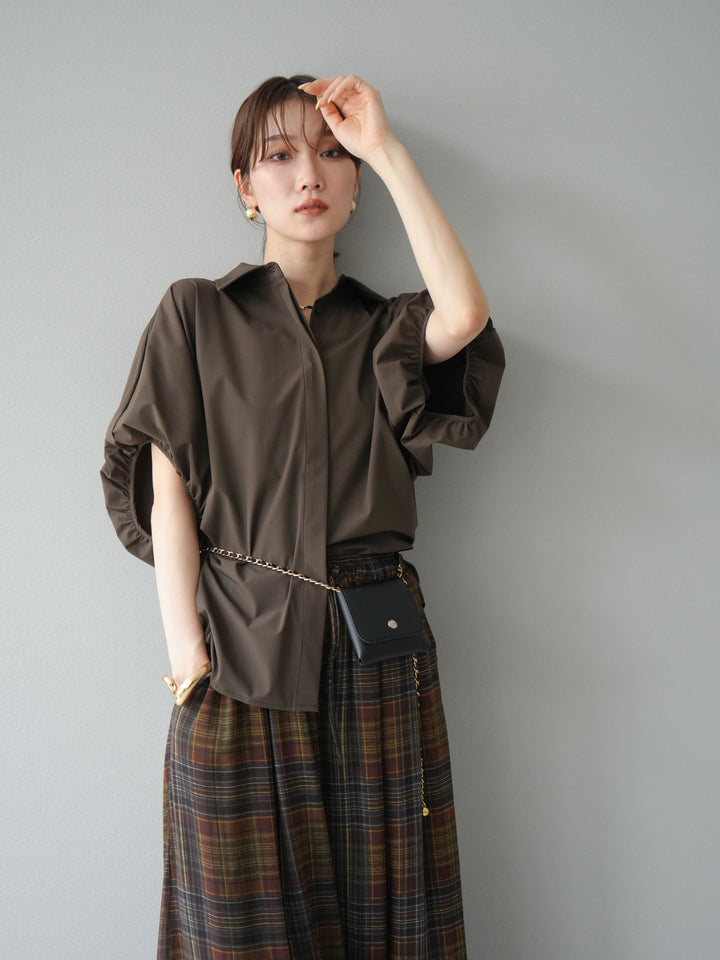 [予約]ICE TOUCHパフスリーブシャツ/ブラウン