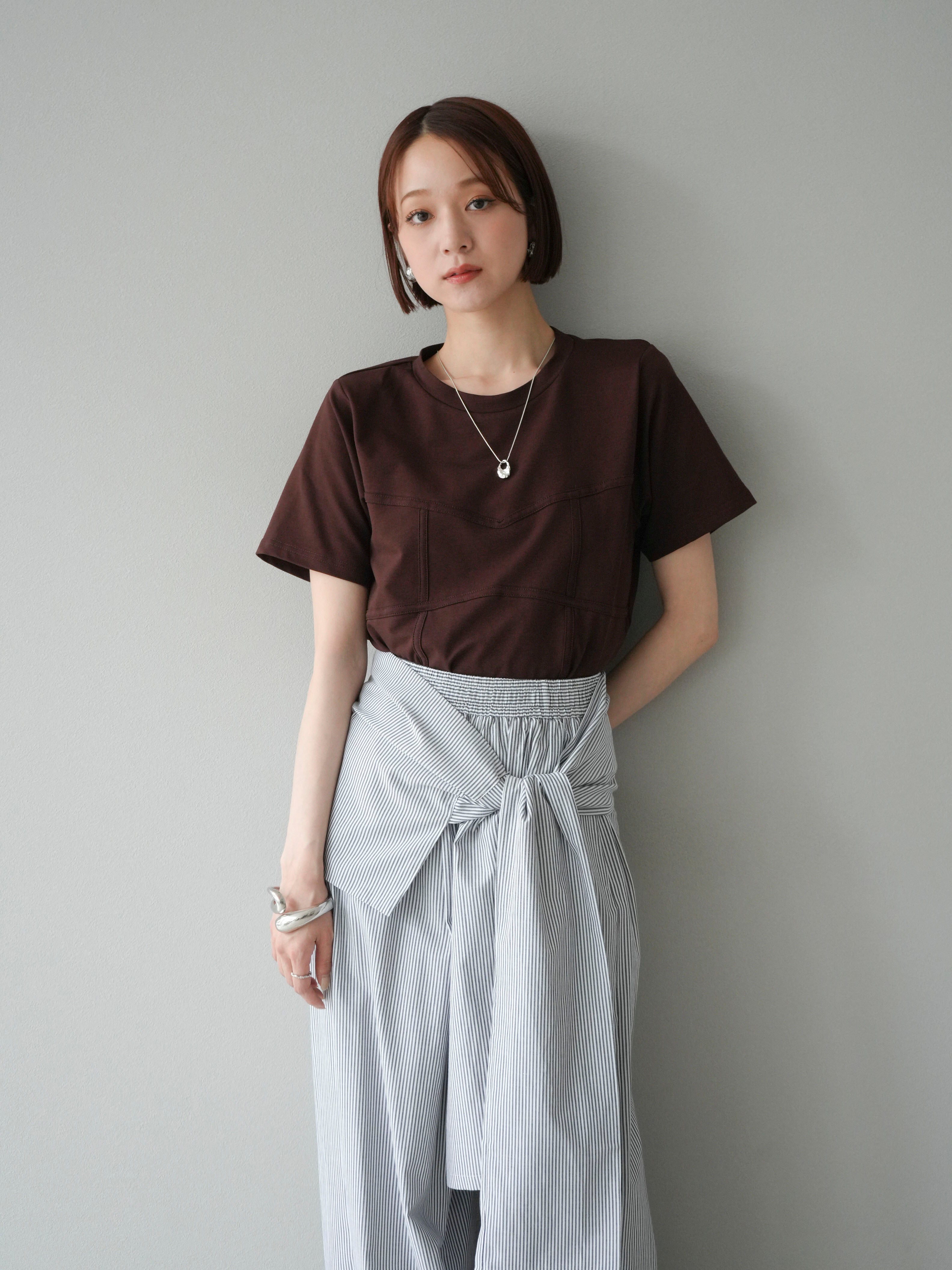 予約]ビスチェデザインTシャツ/ブラウン – Lumier